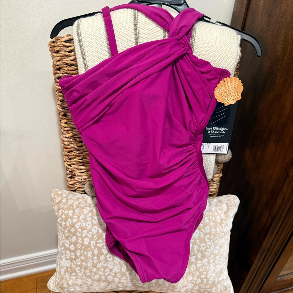 Miraclesuit Strapless Ruched One-Piece Swimsuit - Fuchsia - Picture 3 of 5